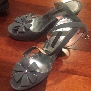 Marc Jacobs blue suede wedge sandals